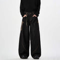 Men's Retro Wide Leg Jeans Snake Skin Patch