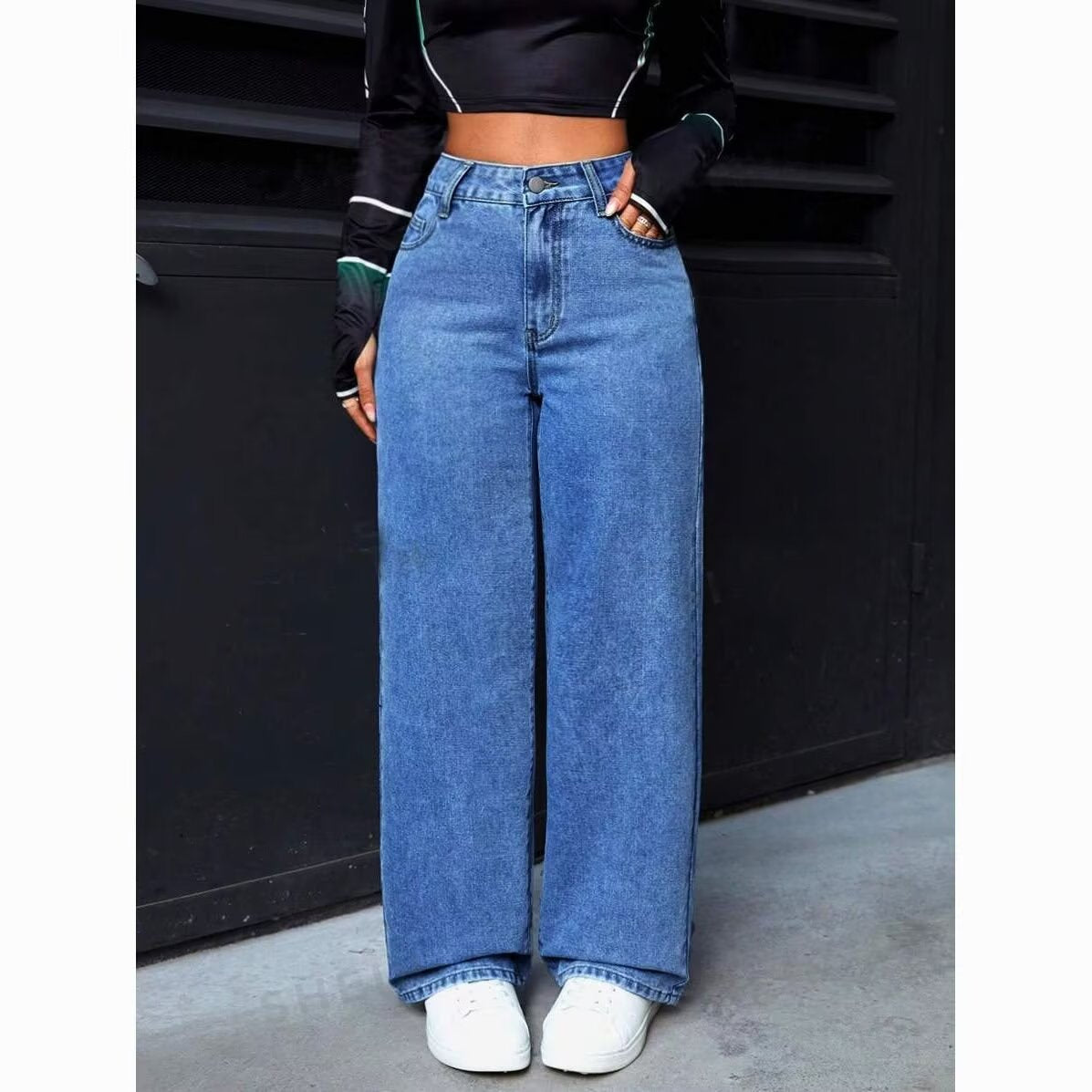 womens wide leg baggy jeans
