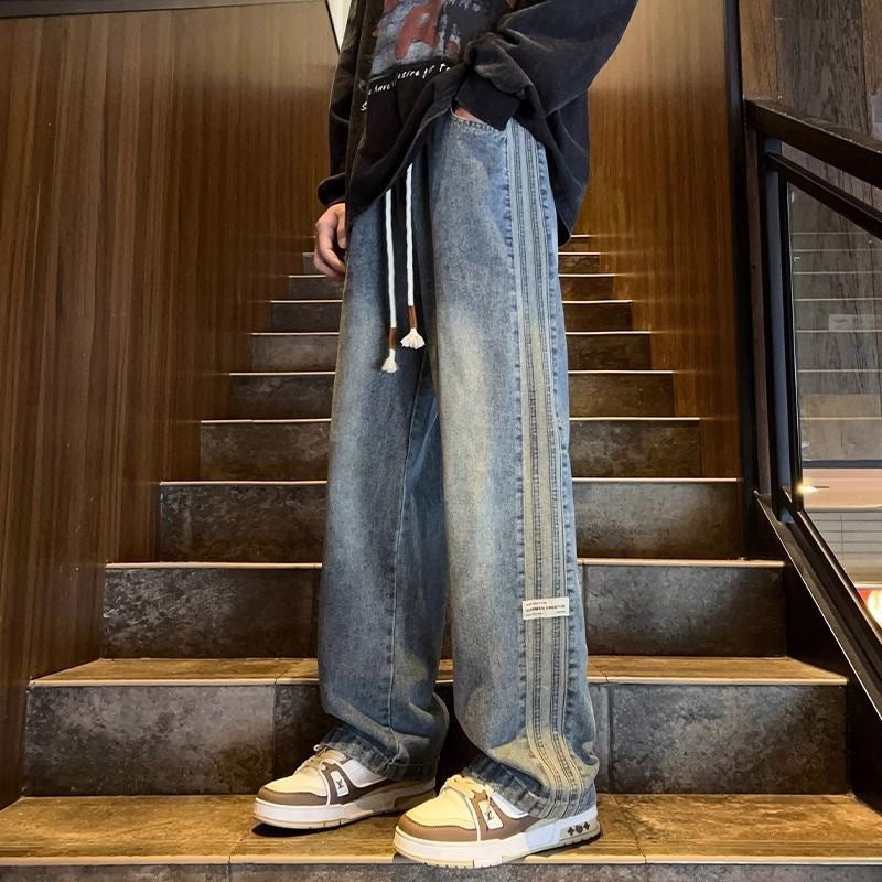 Elastic waist baggy jeans