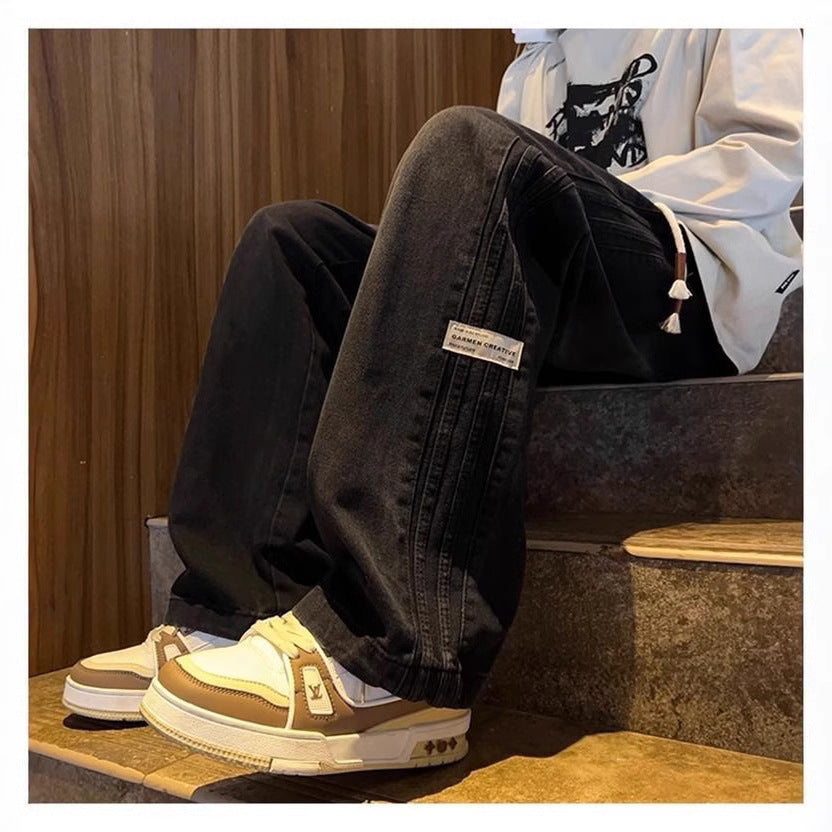 Elastic waist baggy jeans