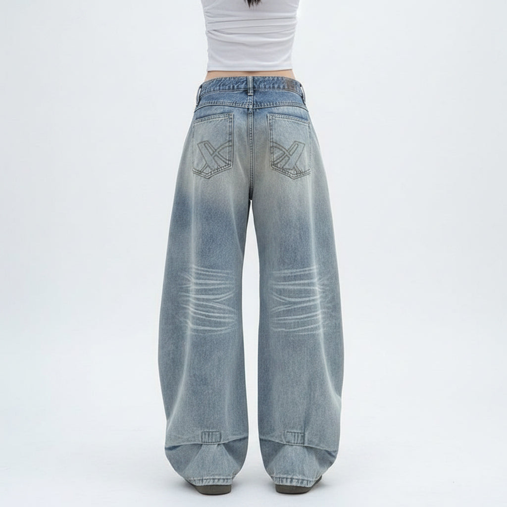 Women's Baggy Wide-Leg Low Rise Jeans