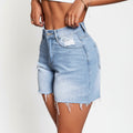 High Waist Distressed Denim Shorts