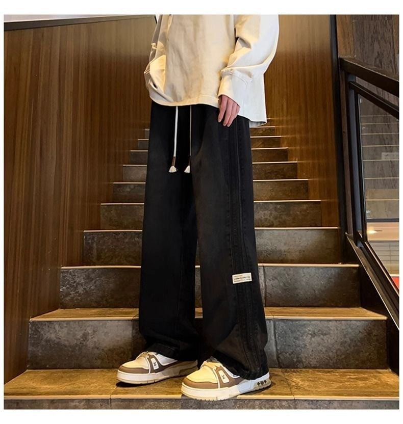 Elastic waist baggy jeans