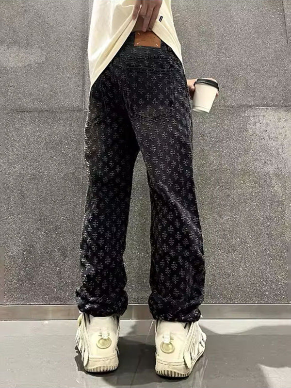 Retro distressed ripped jeans