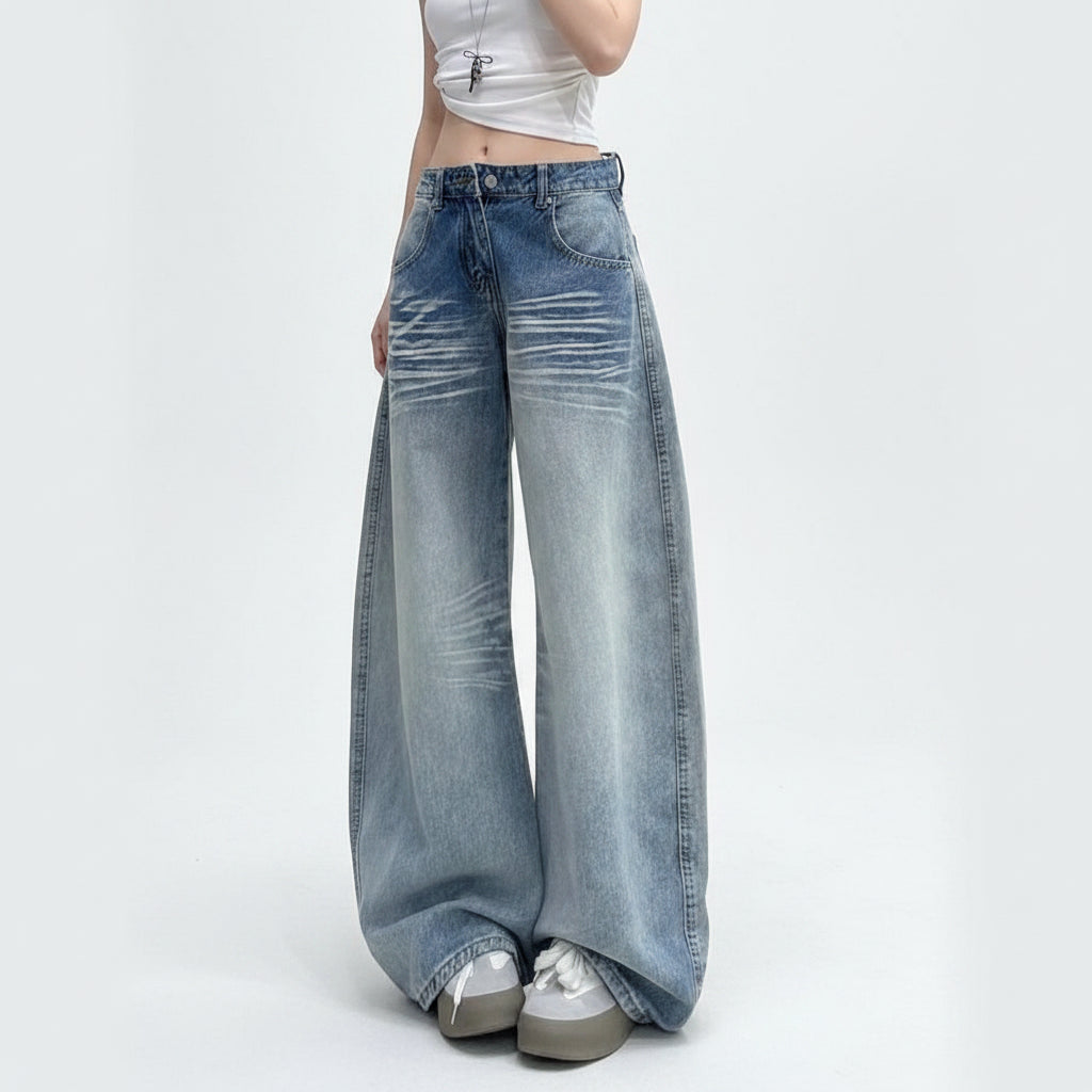 Women's Baggy Wide-Leg Low Rise Jeans