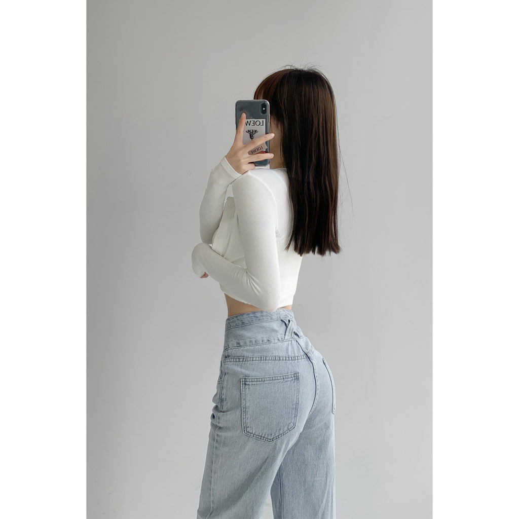 Womens High Waist Wide Leg Jeans