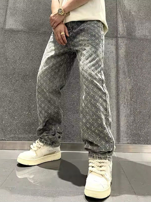 Retro distressed ripped jeans