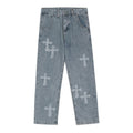 Mens Cross Patch Loose Fit Jeans
