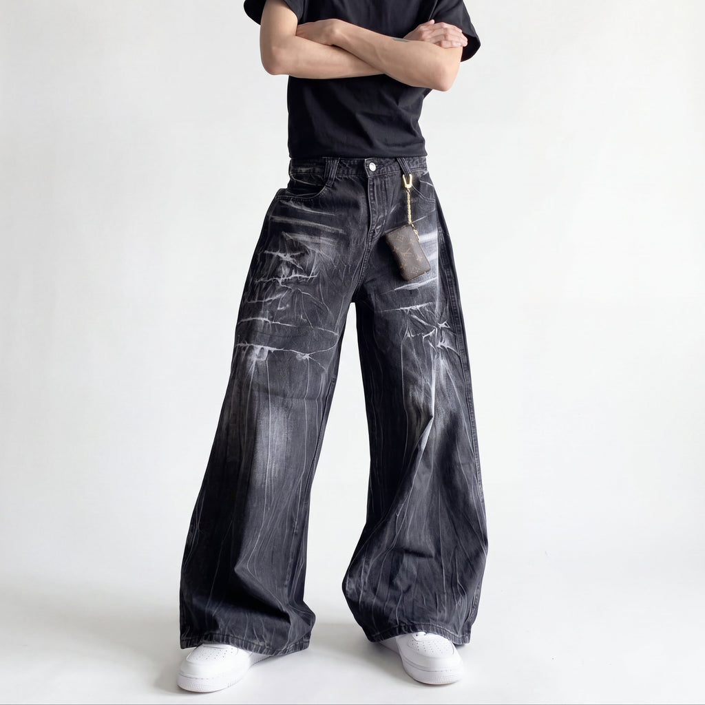 Men's Signature Wide Leg Distressed Jeans