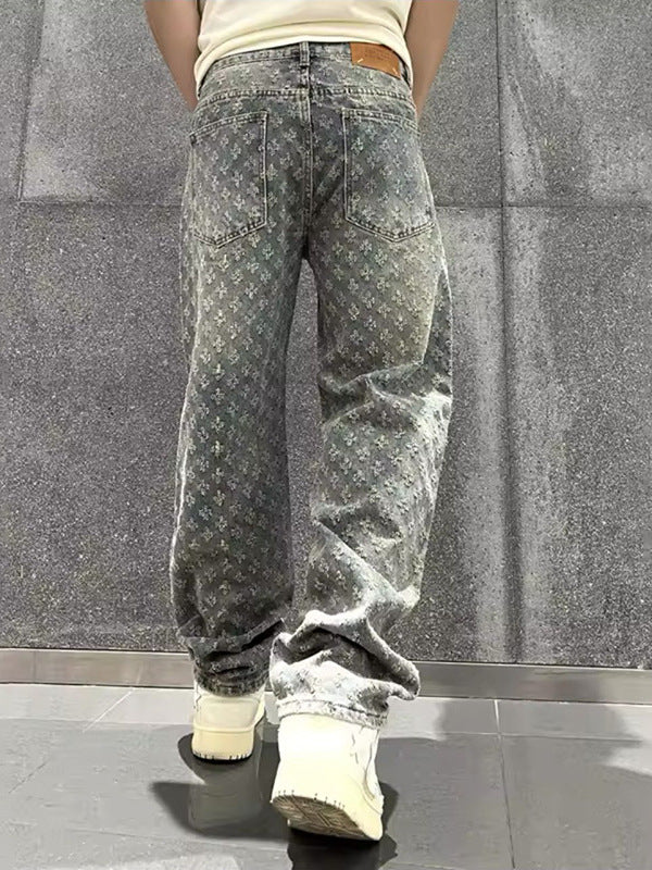 Retro distressed ripped jeans