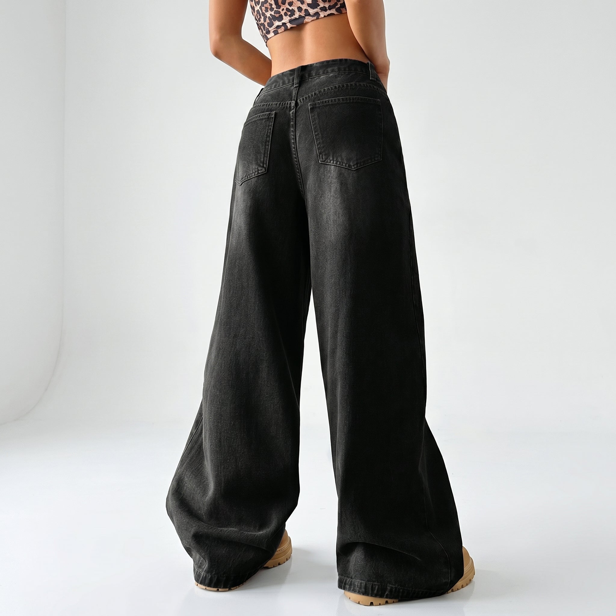 Women's Wide-Leg Black Jeans