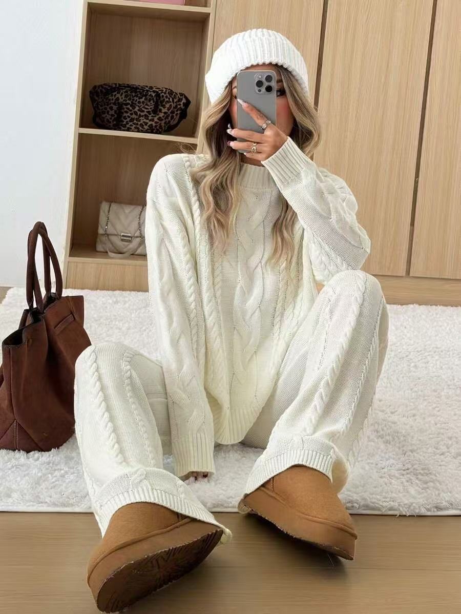 Women's Twisted Pattern Wide-Leg Tracksuit