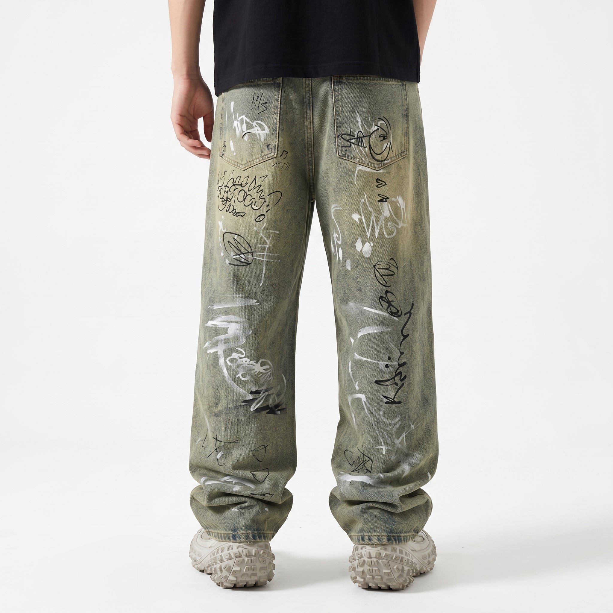 Graffiti Wide-Leg Denim
