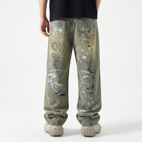 Graffiti Wide-Leg Denim