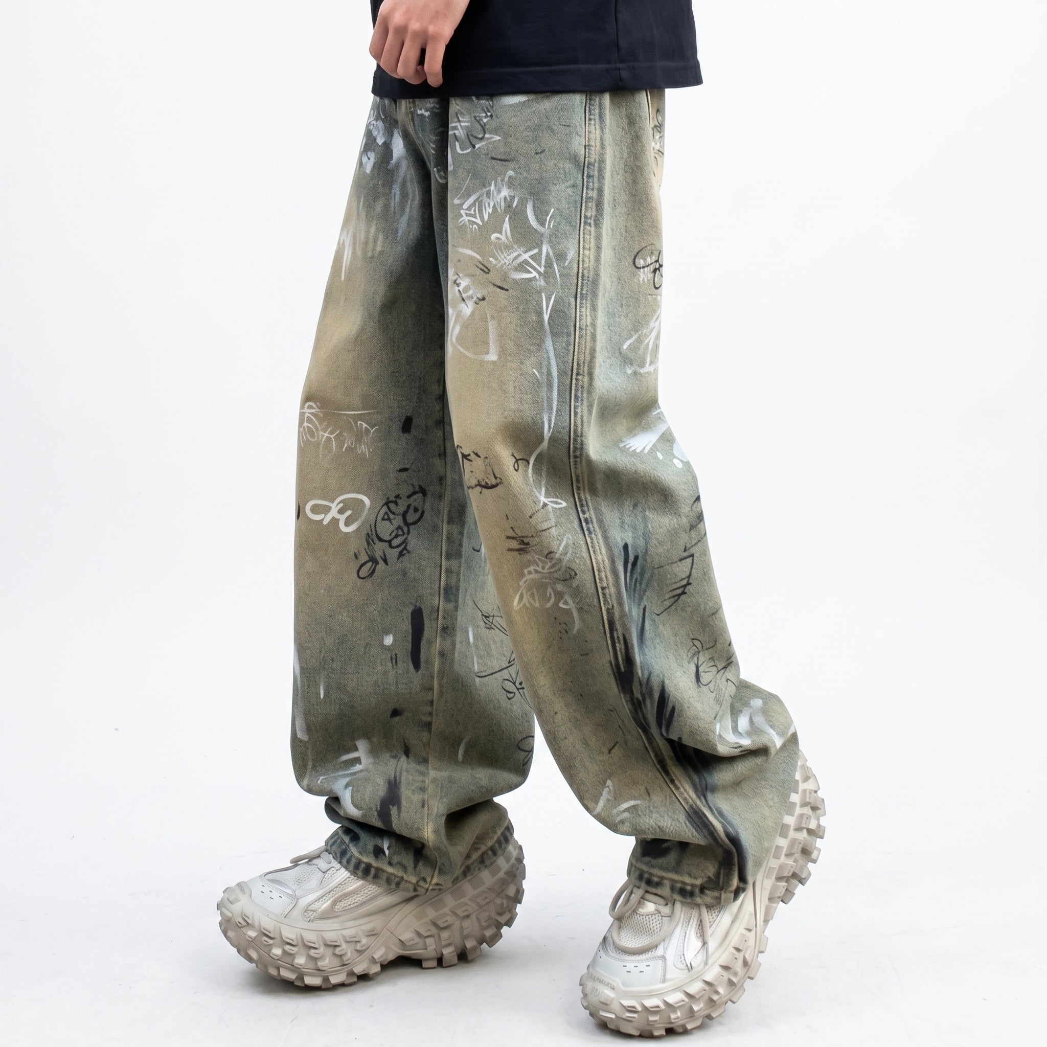 Graffiti Wide-Leg Denim