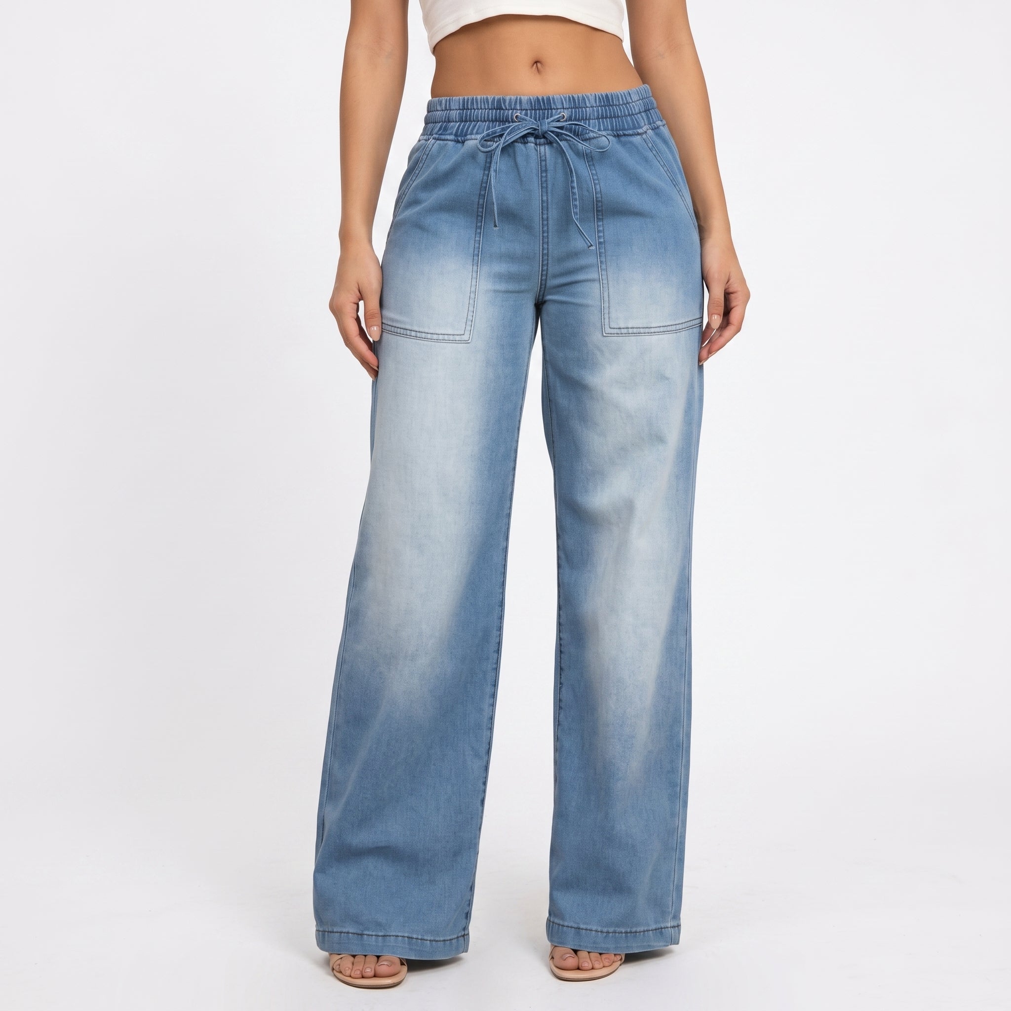 Women's Lace up Straight Denim