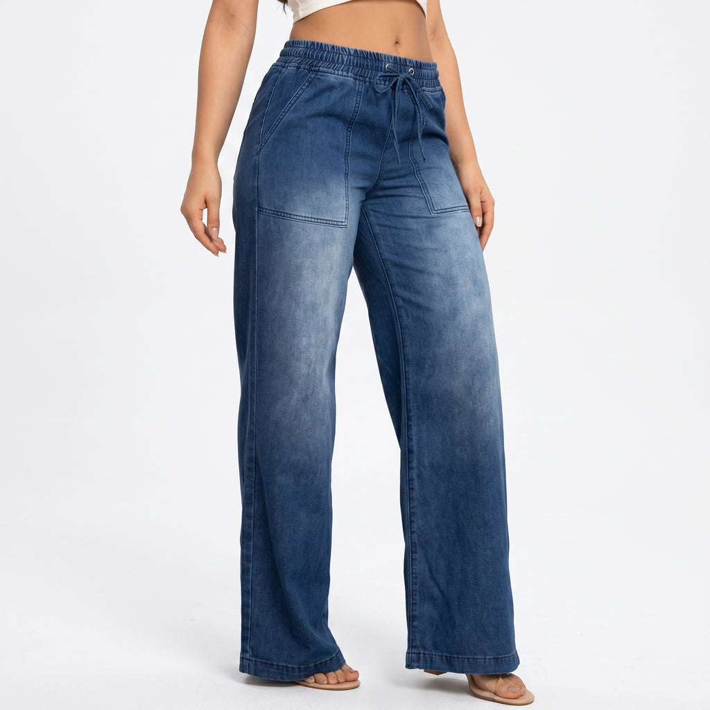 Women's Lace up Straight Denim