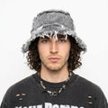Distressed Denim Wide Brim Bucket Hat