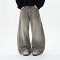 Men's Washed Ink Splatter Wide-Leg Jeans