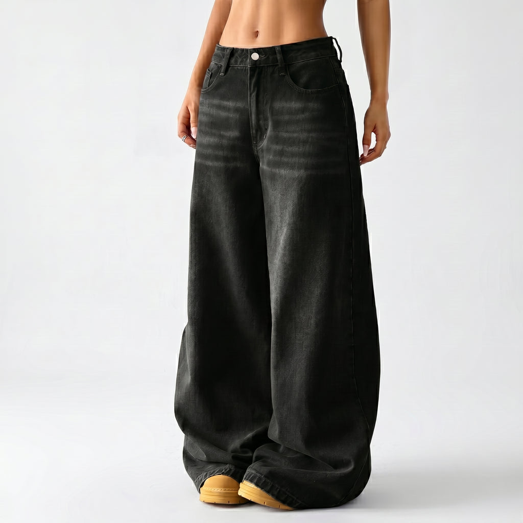Women's Wide-Leg Black Jeans