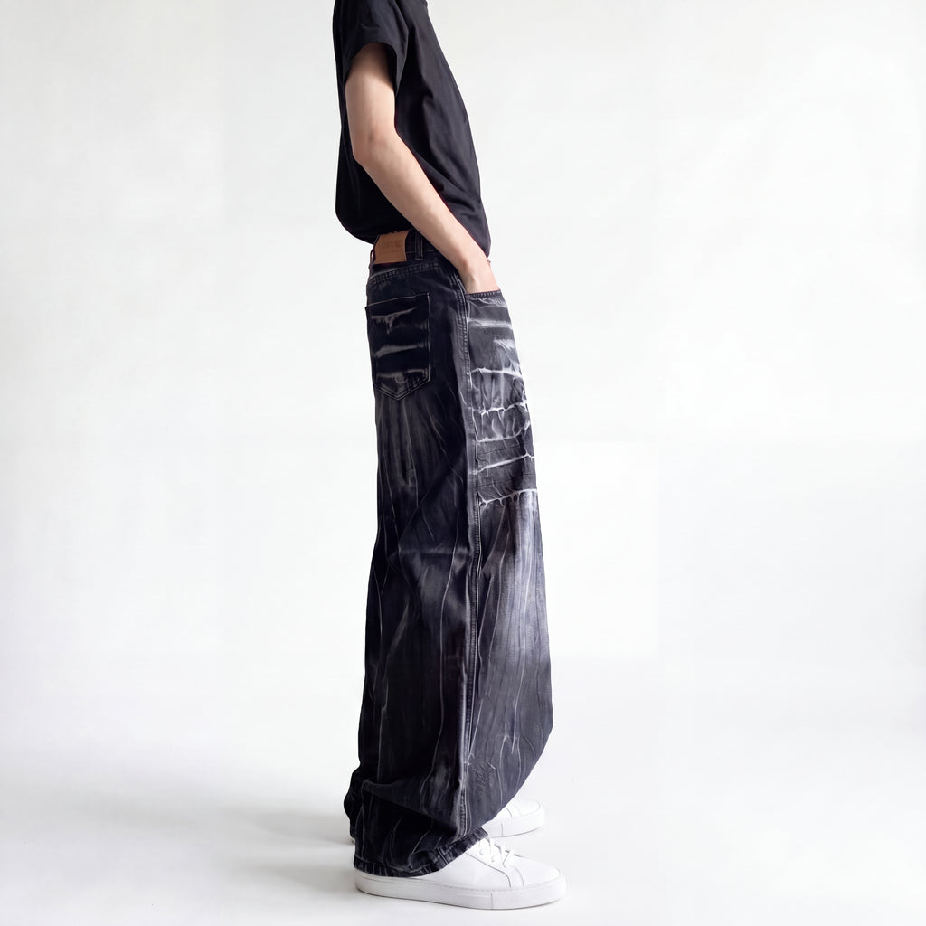 Men's Signature Wide Leg Distressed Jeans